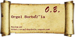 Orgel Borbála névjegykártya
